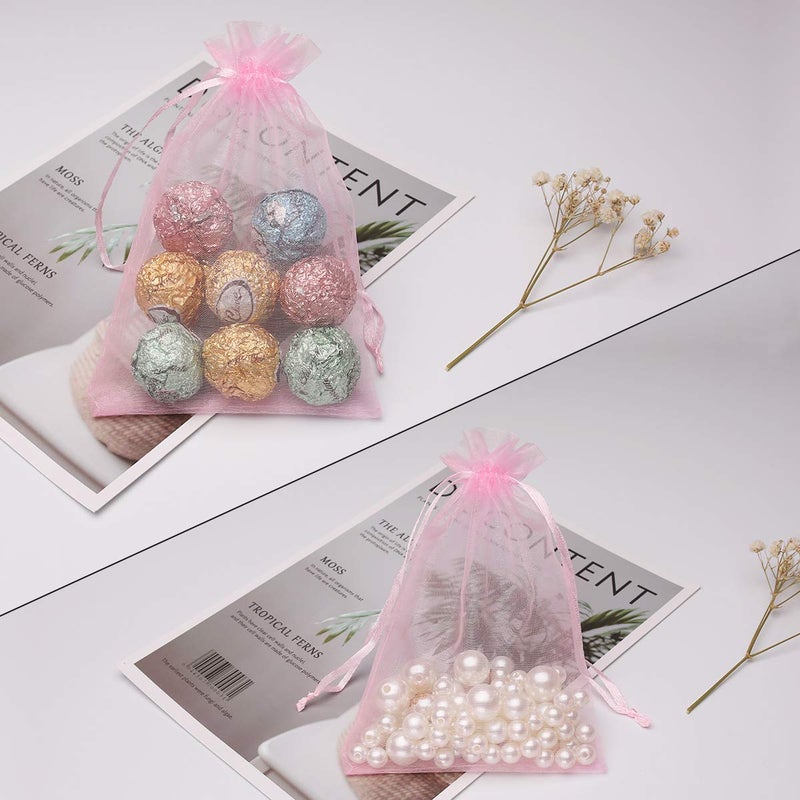 Akstore 100PCS 4x6inch (10x15cm) Drawstring Organza Jewelry Favor Pouches Wedding Party Festival Gift Bags Candy Bags (Pink) - Image 5